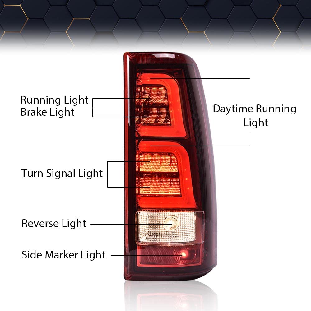 PIT66 LED Tail Lights for Chevy Silverado 2003-2006 - GM2800174 & GM2801174 Replacement - Red Lens with Wiring Harness - Upgrade for Better Visibility & Safety at Night