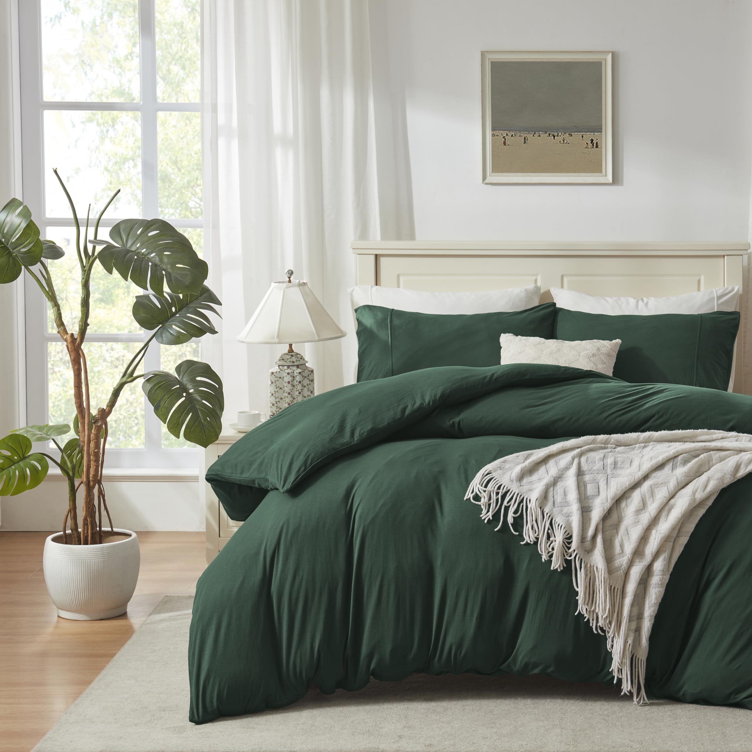 Soft Jersey Knit Cotton Duvet Cover Set - King Size 3pc for Cozy Bedroom