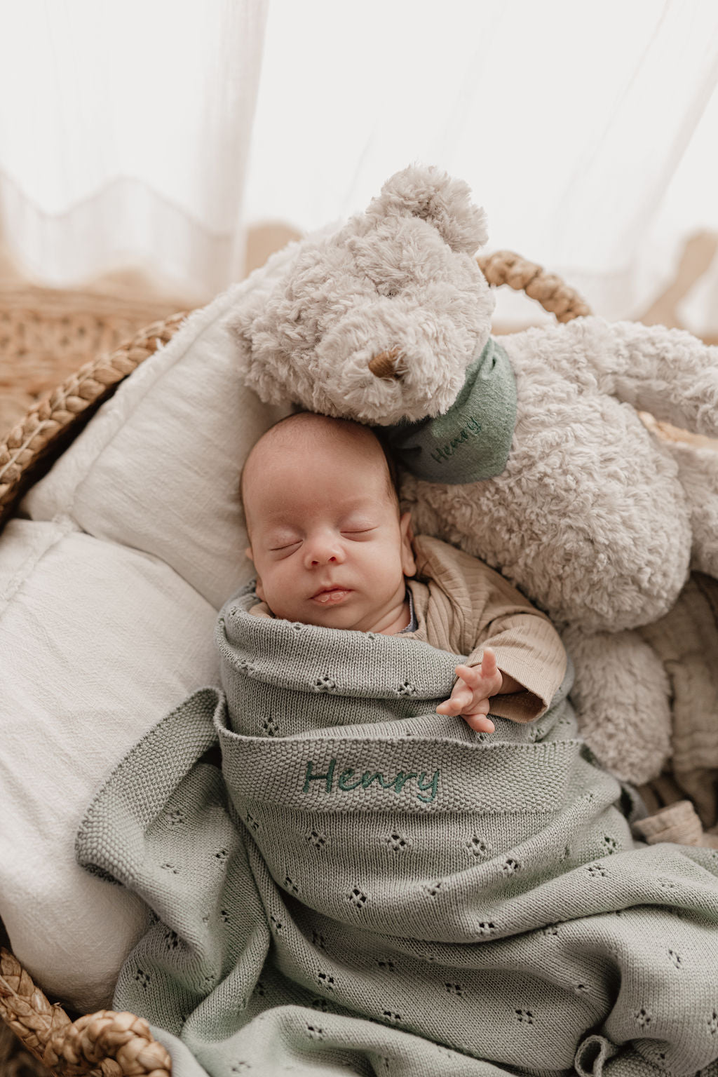 Neddy & Bandana Pointelle Blanket Set - Soft Blue Knit Baby Blanket Bundle for Newborns & Toddlers | Perfect for Nursery, Stroller, and Cuddle Time