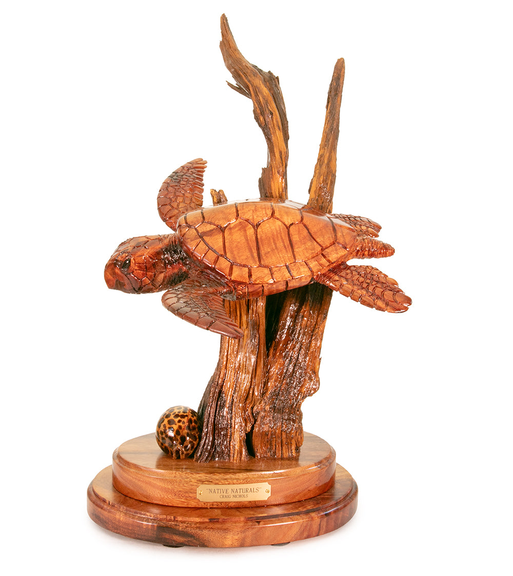 Handcrafted Koa Wood Sculpture - Authentic Hawaiian Art by Craig Nichols | Perfect for Home Décor, Office Display & Unique Gift Ideas