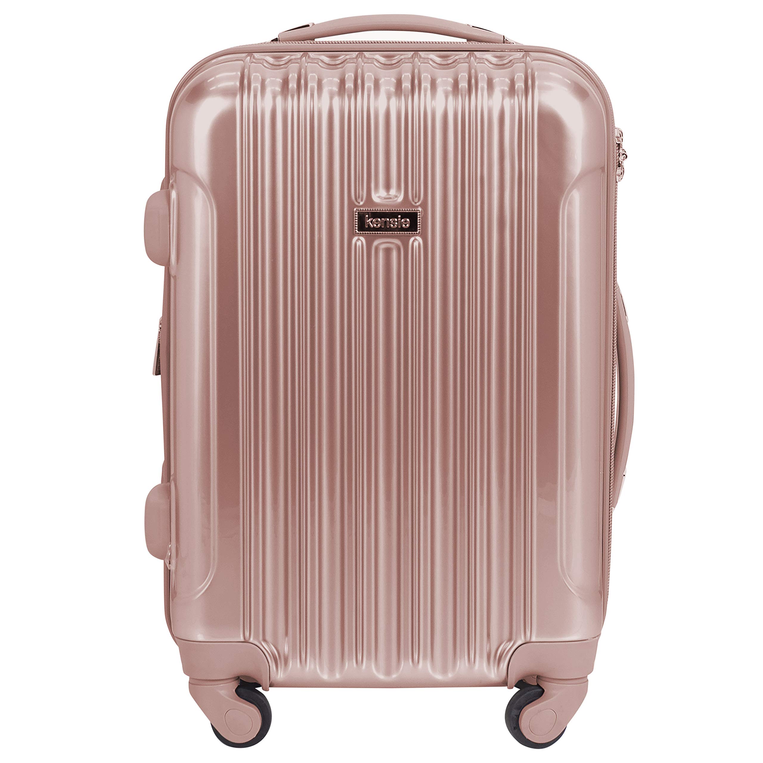 Kensie Women's Alma 20-Inch Rose Gold Carry-On Luggage Set - Lightweight Spinner Suitcase for Travel, Business Trips & Weekend Getaways