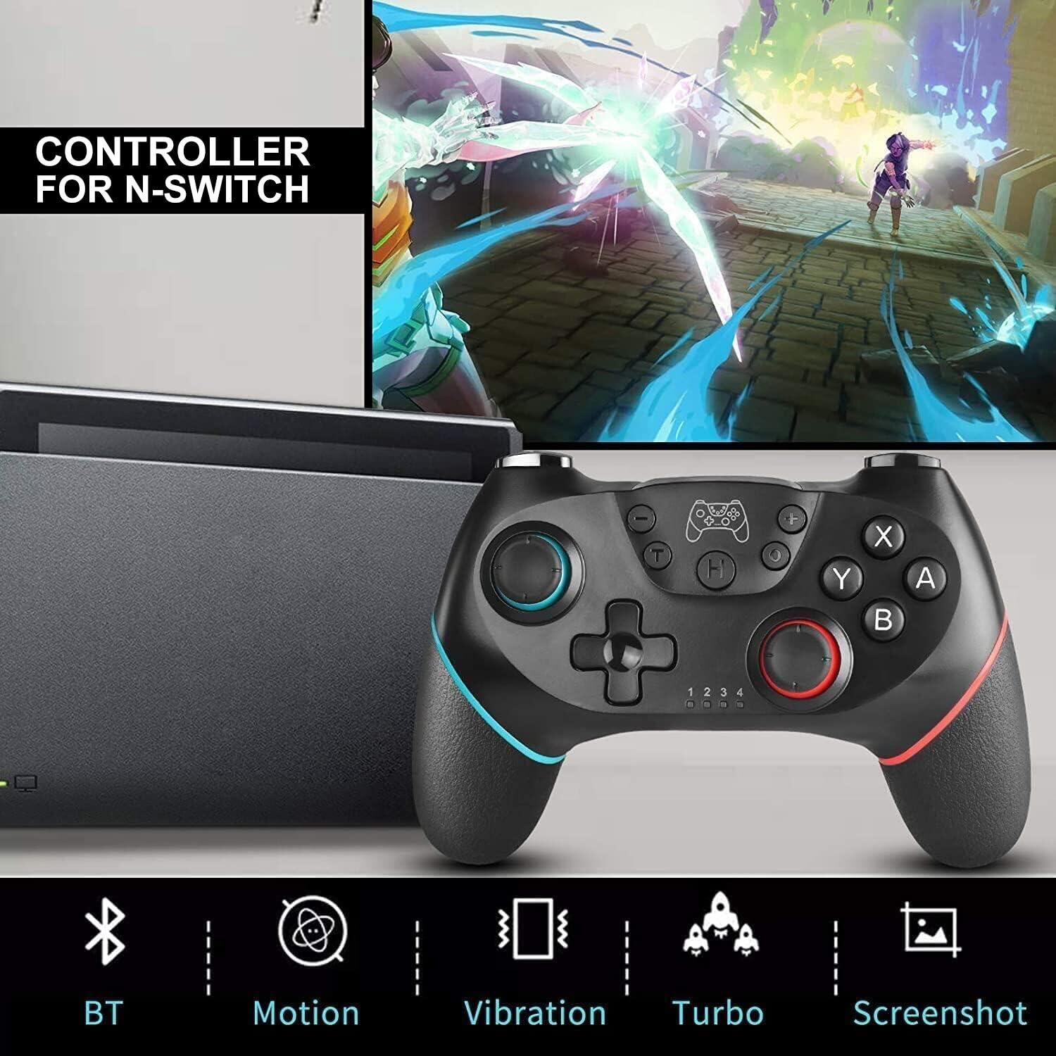 Wireless Switch Controller with 6-Axis Gyroscope & Turbo Function - Bluetooth Pro Gamepad for Nintendo Switch & Switch Lite - Perfect for Gaming, Travel & Multiplayer Fun