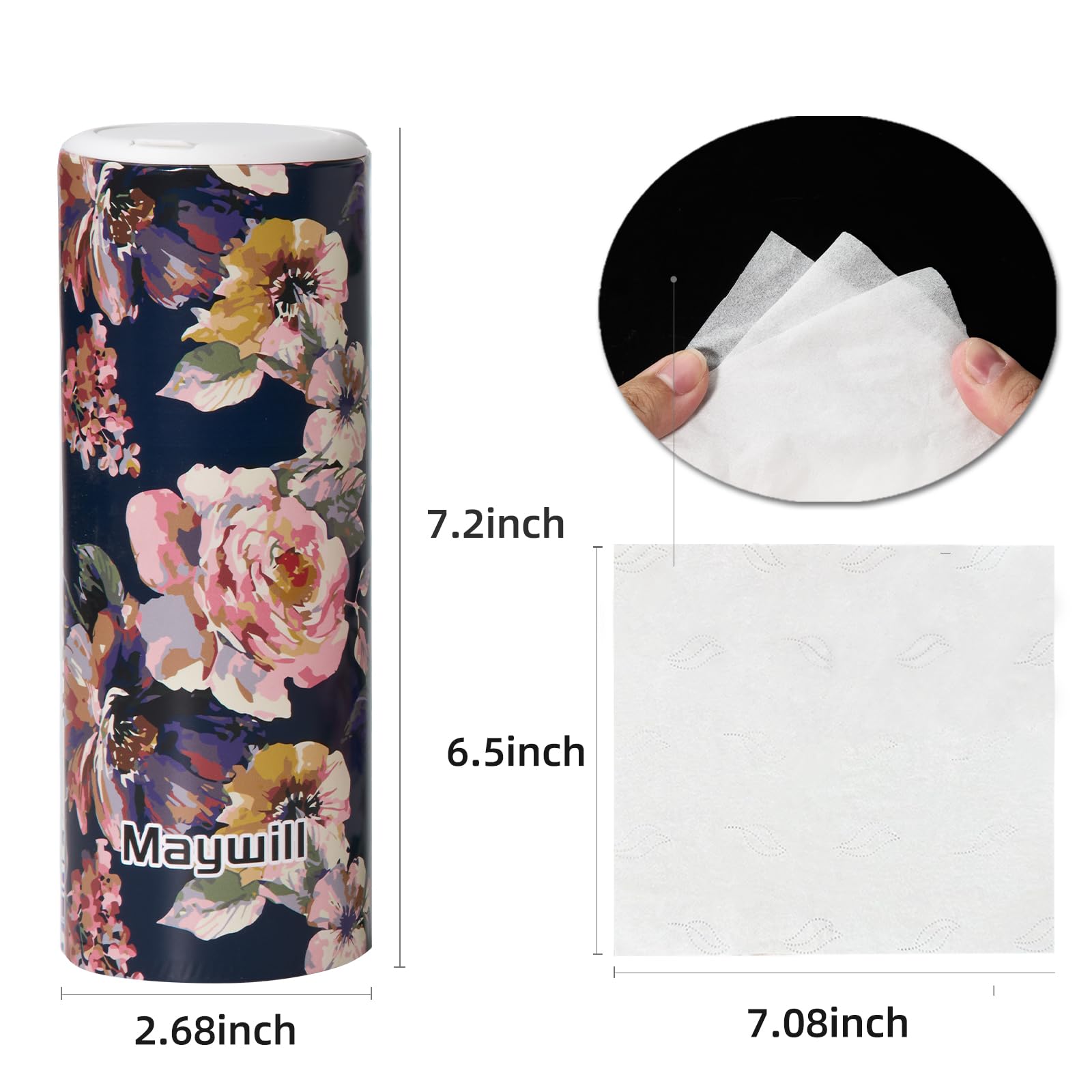 4-Pack Round Car Tissue Holder with Cap, Travel Tissue Tube for Car Cup Holder, Compact Facial Tissue Container for Car, Home, Office, and On-the-Go Use