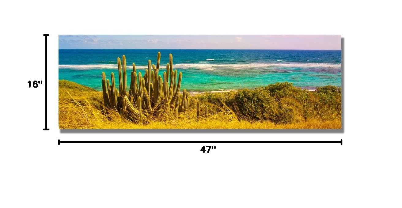 Preston St. Croix Beach Canvas Wall Art - 16x47 Inch Coastal Decor for Living Room, Bedroom & Office - Trademark Fine Art Seascape Painting
