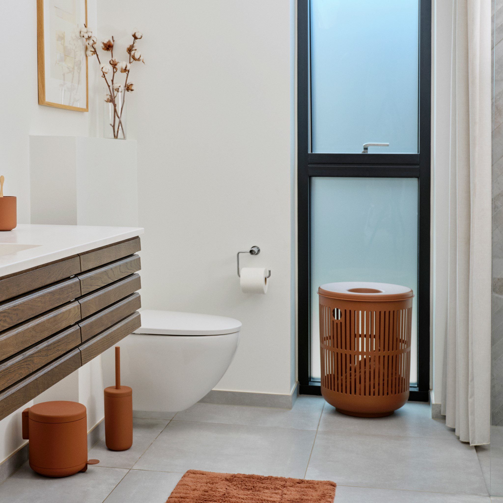 ZONE DENMARK Ume 60L Laundry Basket with Lid - Stylish Terracotta Storage for Clothes, Toys & Home Organization | Perfect for Bedroom, Bathroom & Kids Room