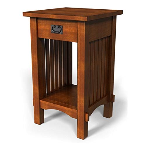 BOWERY HILL Antique Oak 1-Drawer Nightstand - Bedside End Table for Bedroom, Living Room & Office Furniture