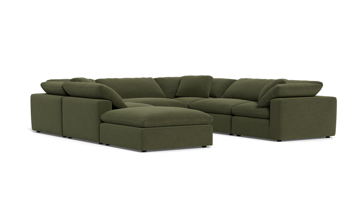 Fluffy 6-Piece Sectional Sofa with Ottoman - Soft Modular Couch Set for Living Room, Lounge & Family Room - Perfect for Relaxing, Entertaining & Movie Nights