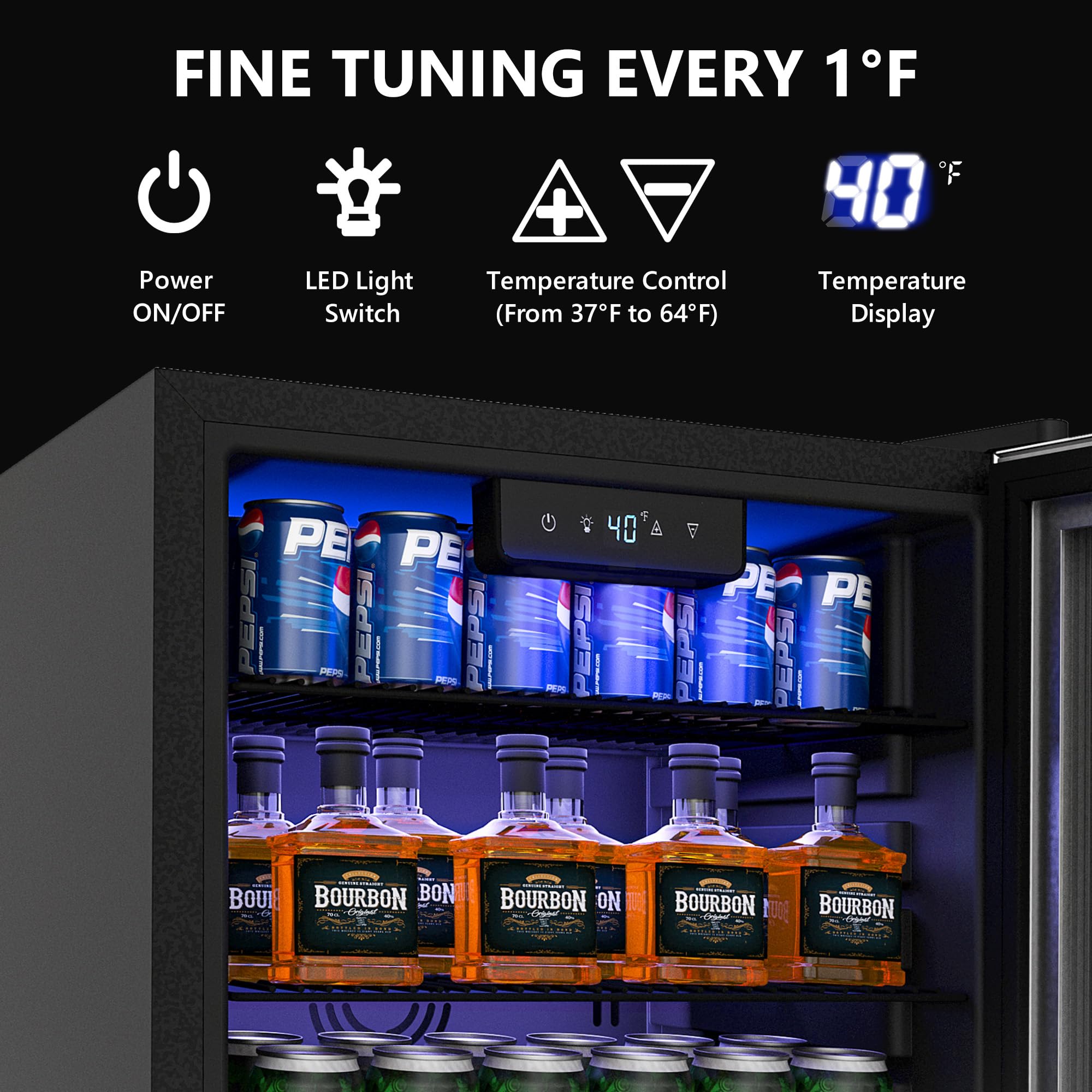 126 Can Mini Beverage Refrigerator Cooler with Glass Door for Soda, Beer, Wine - Adjustable Removable Shelves, Silver - Perfect for Home, Office, Bar, and Kitchen Use