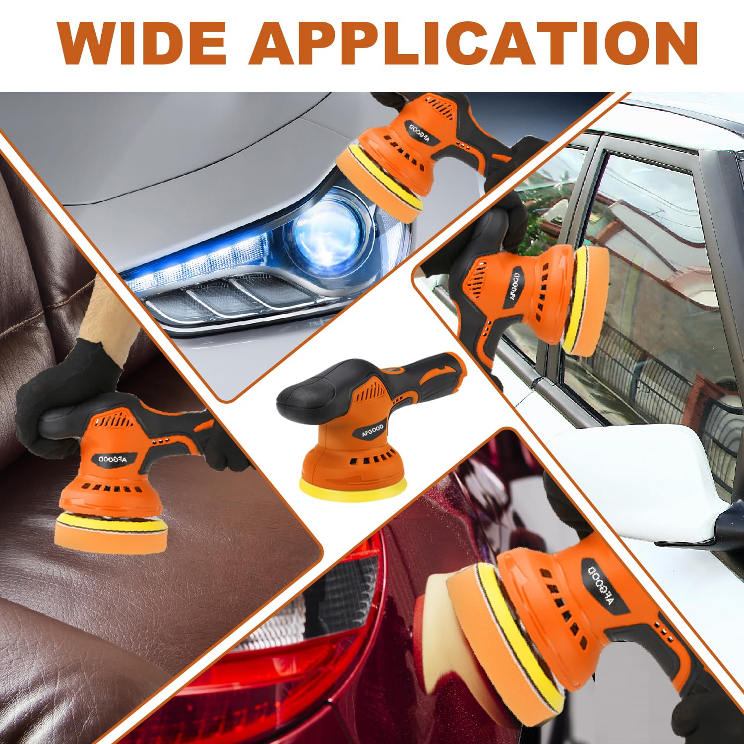 18PCS Cordless Car Buffer Polisher Kit - 5 Inch & 6 Inch Portable Waxing Machine with 2x 2000mAh Batteries, Buffing Pads & Bonnet - Perfect for Car Detailing, Auto Polishing & Waxing at Home or Professional Use