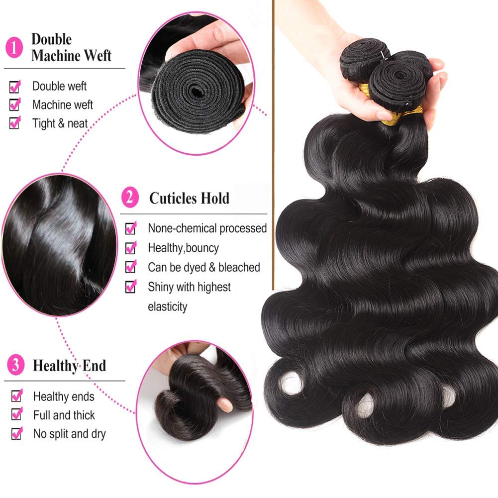 **Tasumla 12A 100% Unprocessed Brazilian Virgin Human Hair Bundles - Body Wave 3 Bundles (26/28/30 Inch) | Natural Color Human Hair Extensions for Weaving & Styling | Perfect for Daily Wear, Parties & Special Occasions**