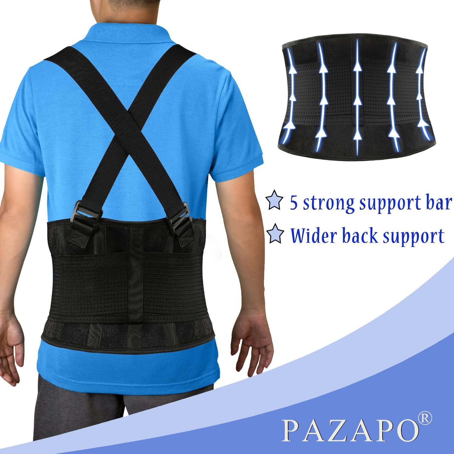 **Adjustable Back Brace for Men & Women - Lower Lumbar Support Belt for Heavy Lifting, Workout & Back Pain Relief - Removable Suspenders, Fits 45-53 Inches (3XL/4XL) - Ideal for Gym, Construction & Daily Wear**