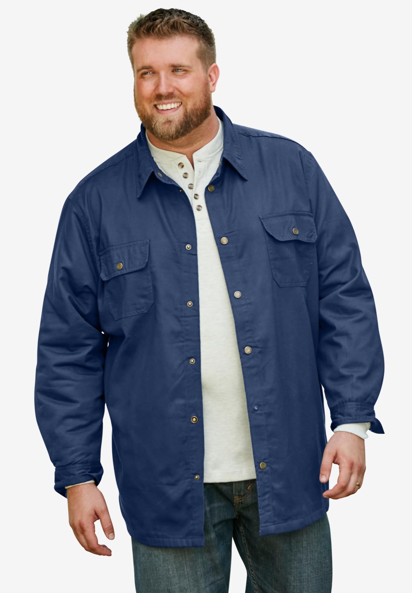 KingSize Men's Big & Tall Flannel-Lined Twill Shirt Jacket | Warm & Durable Outdoor Wear for Hiking, Camping & Casual Style