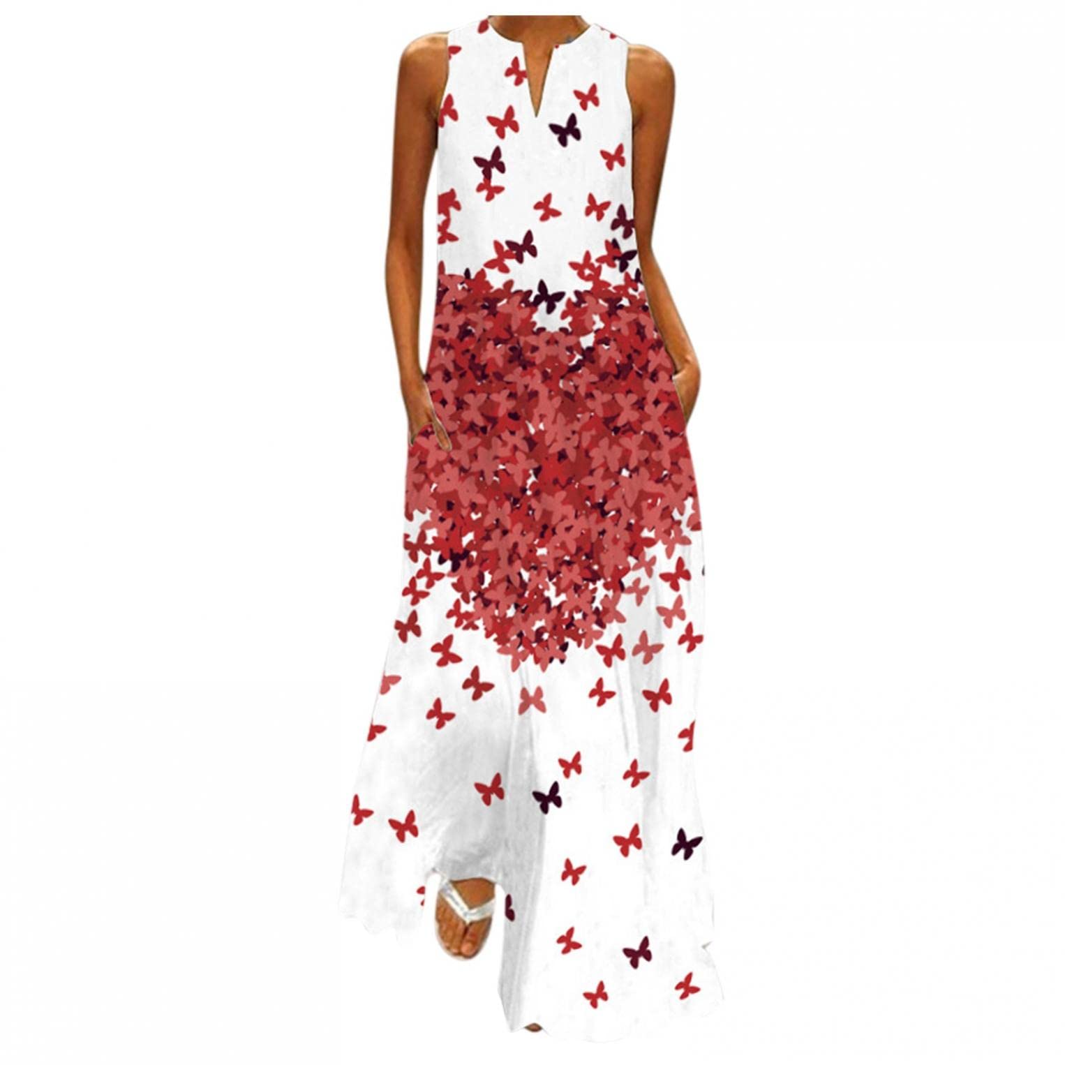 Women's Summer Beach Dress - Casual Sleeveless Loose Maxi Sundress for Vacations, Pool Parties & Tropical Getaways