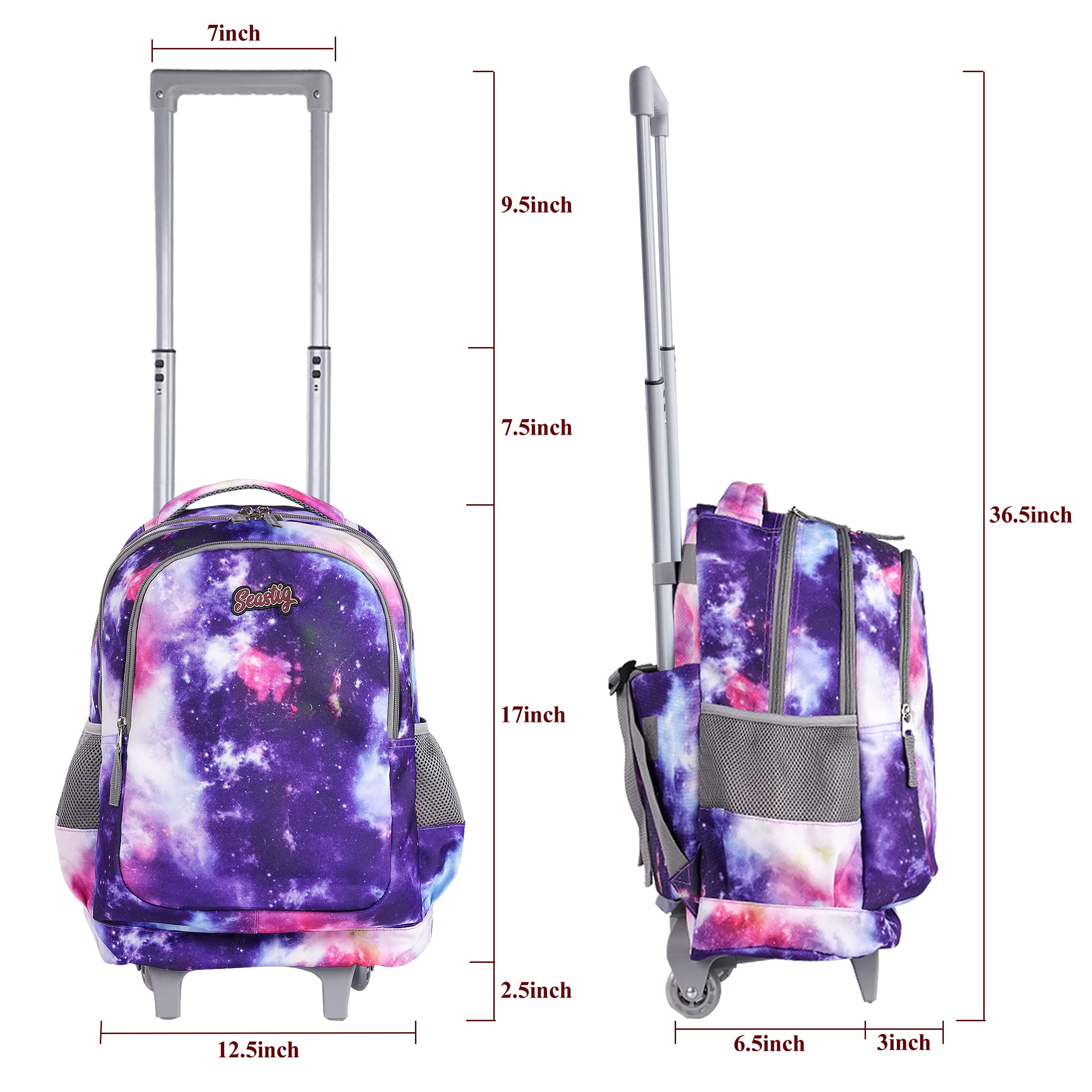 Seastig 18 Inch Rolling Backpack for Kids - Wheeled School Backpack with Double Handle & Wheels - Perfect for School, Travel, and Daily Commute