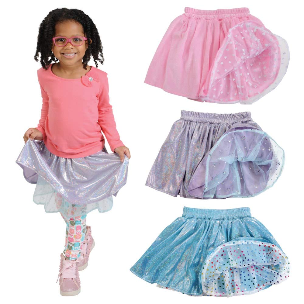 Kaplan Early Learning Fancy Dance Reversible Skirts for Kids - Set of 3 Colorful Skirts for Ballet, Dance & Dress Up Play | Perfect for Performances, Costumes & Pretend Play