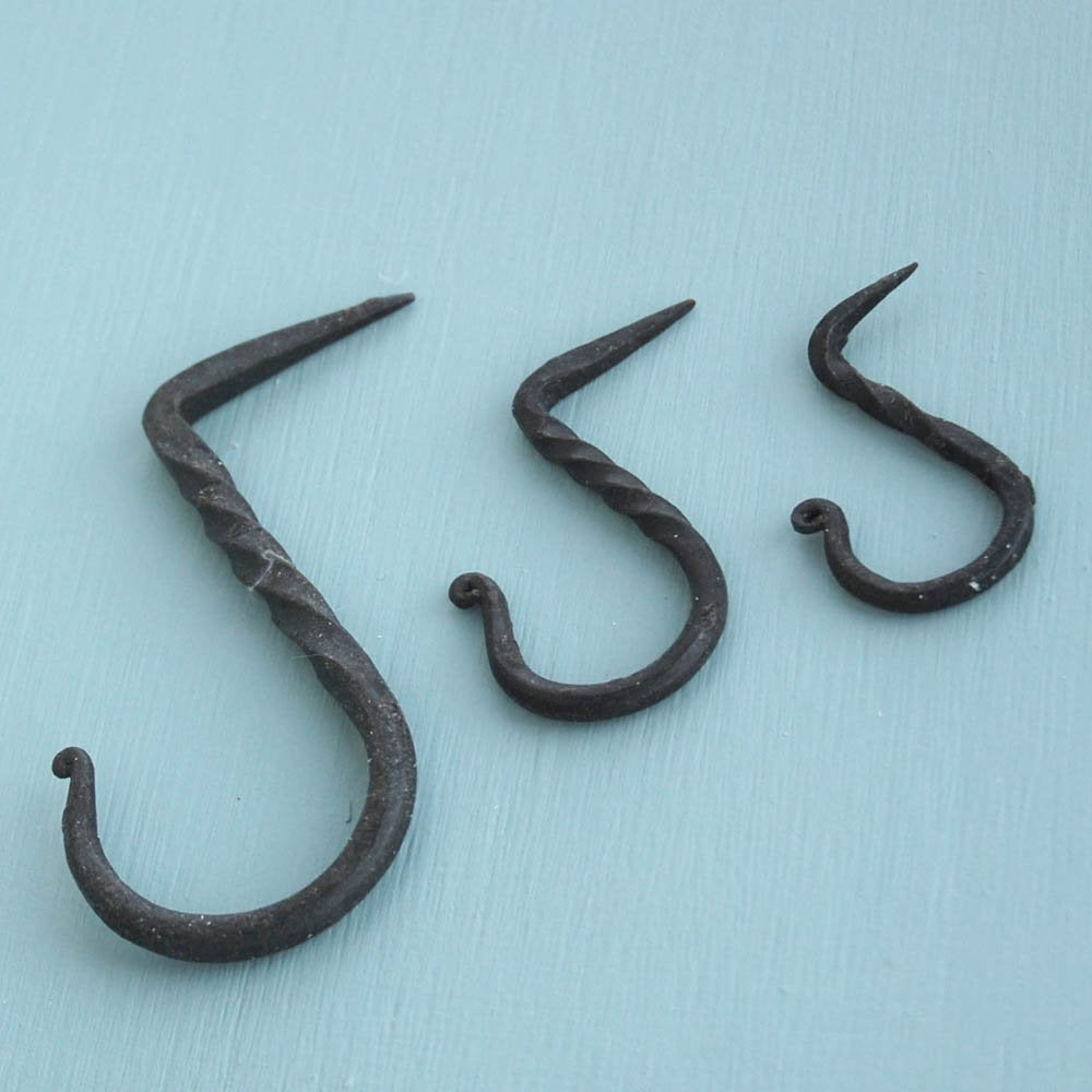Forged Black Beeswax Cup Hooks - Heavy Duty Rustproof Hooks for Kitchen, Bathroom & Home Organization