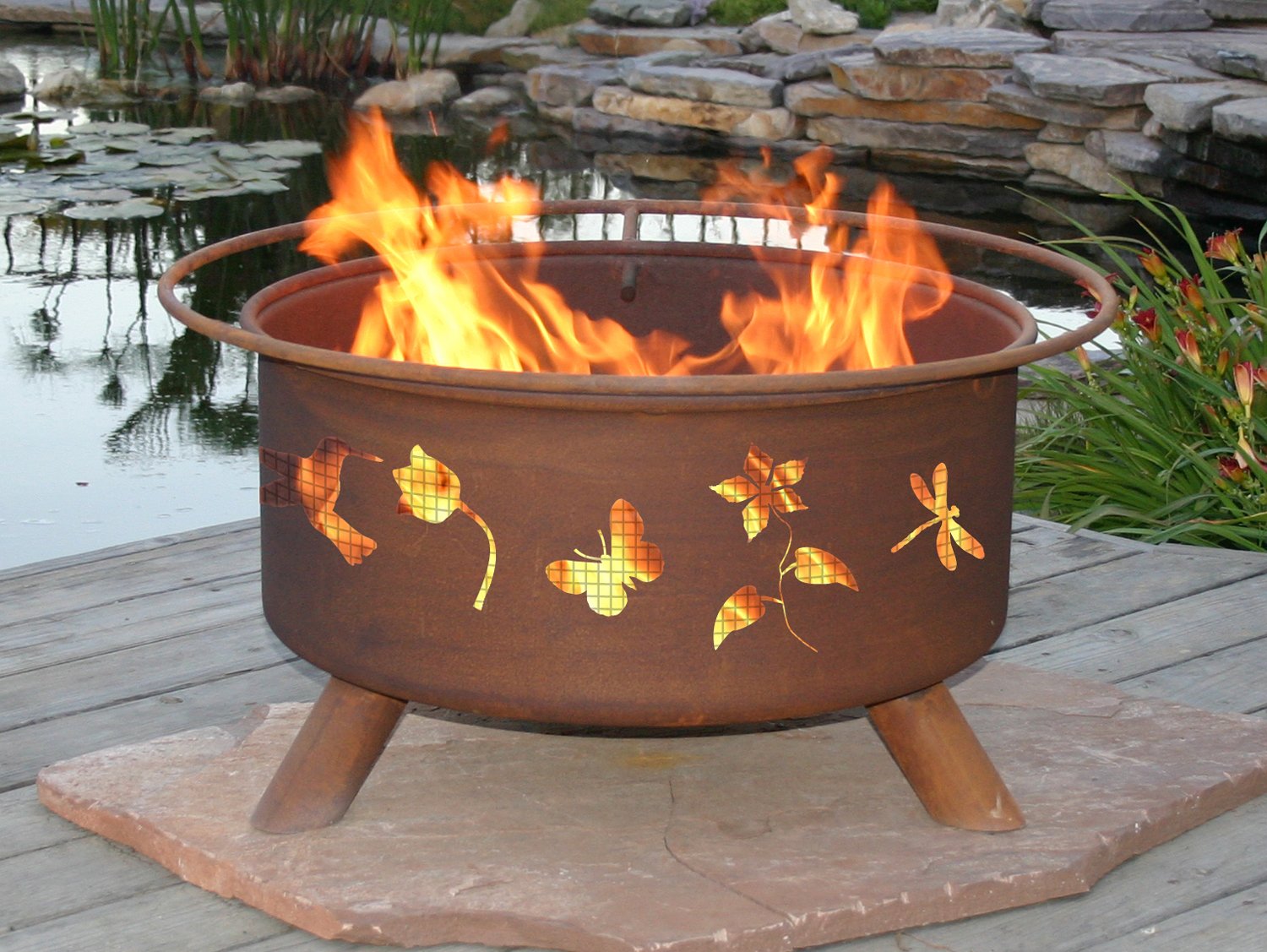 Patina Products F110 30-Inch Steel Fire Pit for Garden, Backyard, and Outdoor Decor - Perfect for Camping, Patio, and Bonfire Nights
