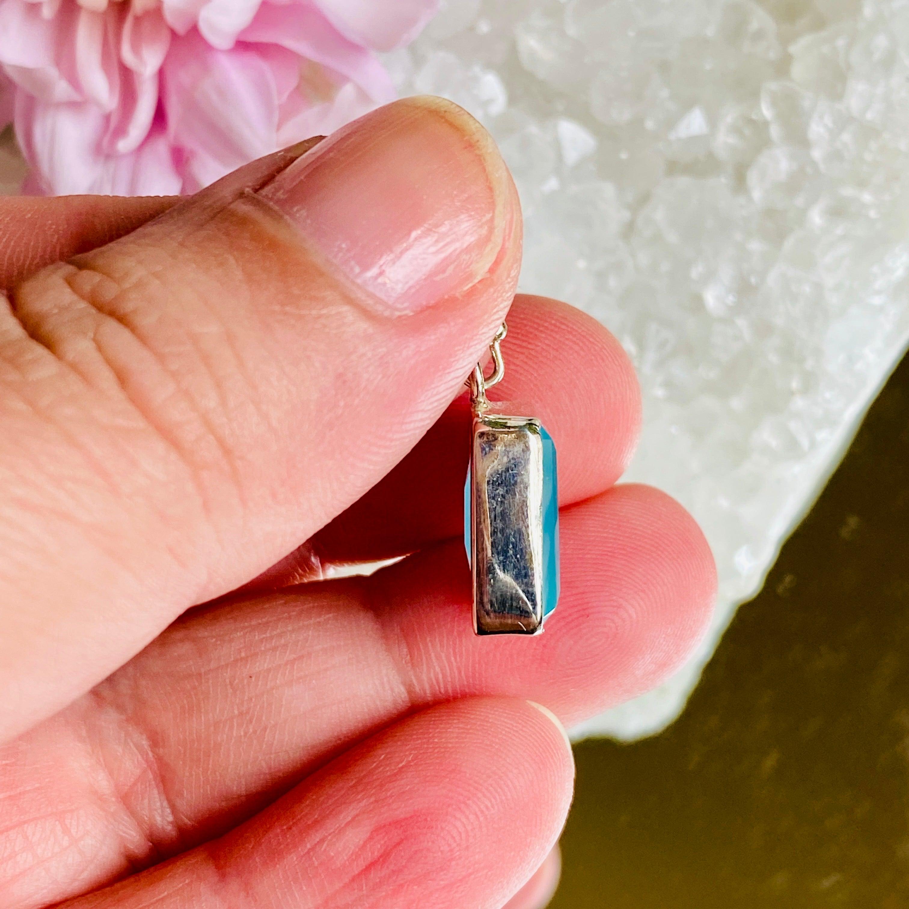 Blue Chalcedony Faceted Rectangular Earrings for Women – Elegant Gemstone Jewelry for Parties, Weddings & Special Occasions – KEGJ817
