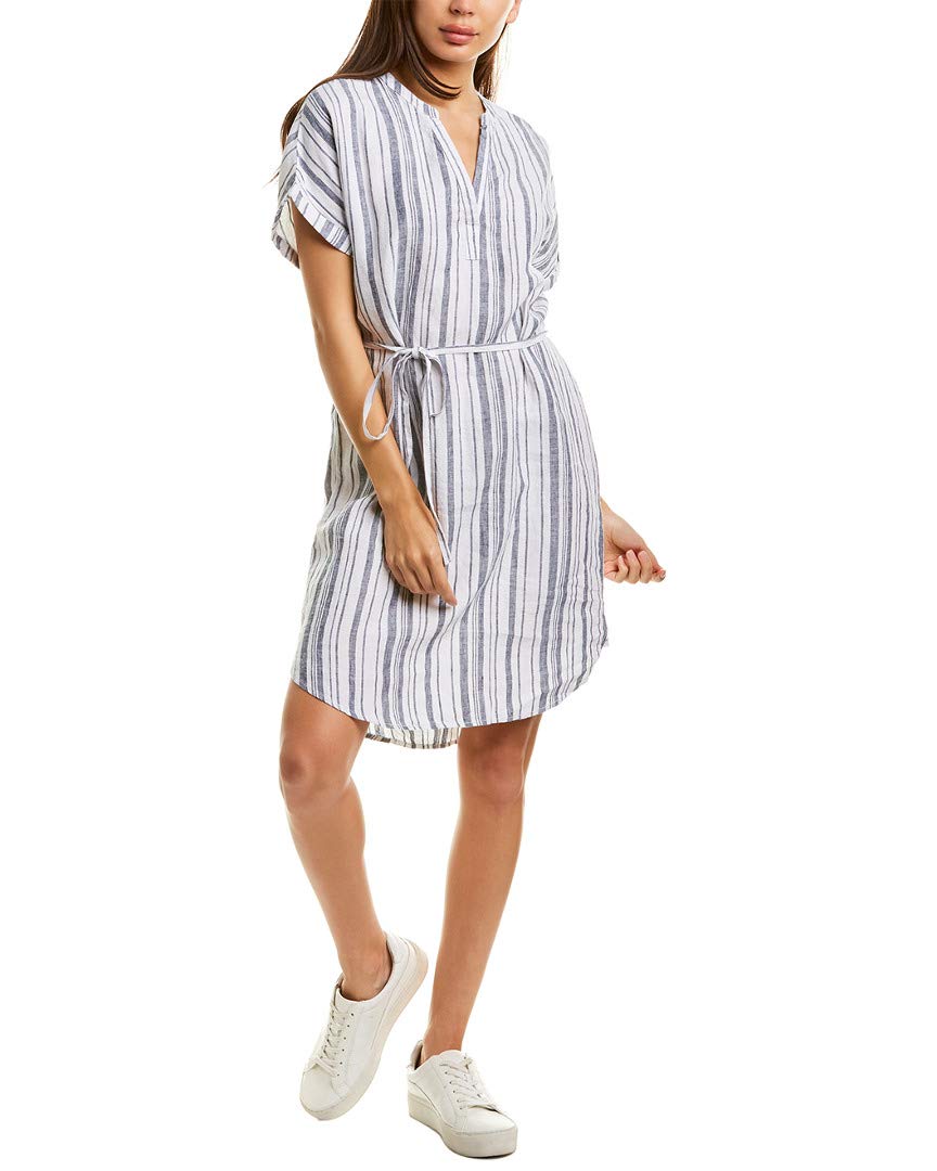 Michael Stars Women's Amelee Beach Stripe Linen Caftan Dress - Lightweight Summer Cover Up for Vacations, Poolside Lounging & Boho Chic Outfits