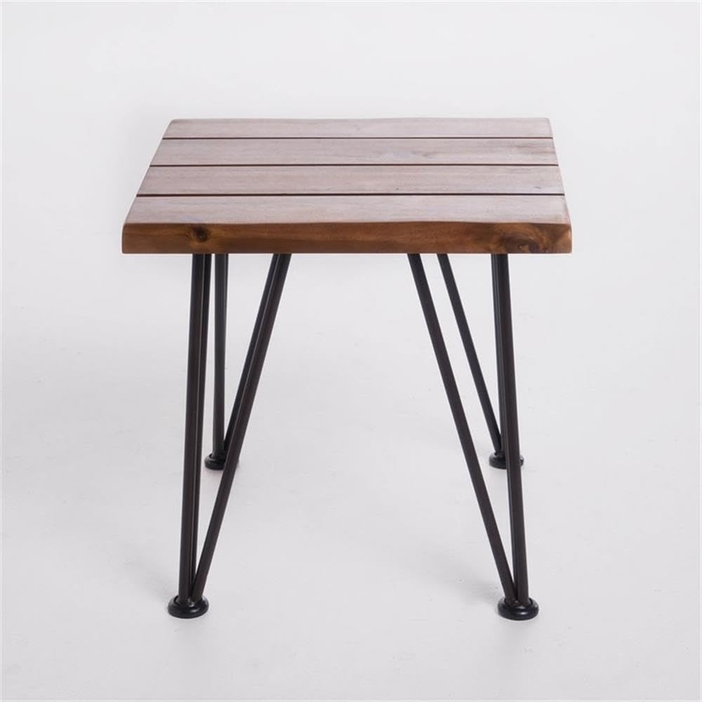 Noble House Geania Acacia Wood Indoor Side Table - Teak Finish End Table for Living Room, Bedroom & Office - Rustic Wooden Accent Table for Home Decor