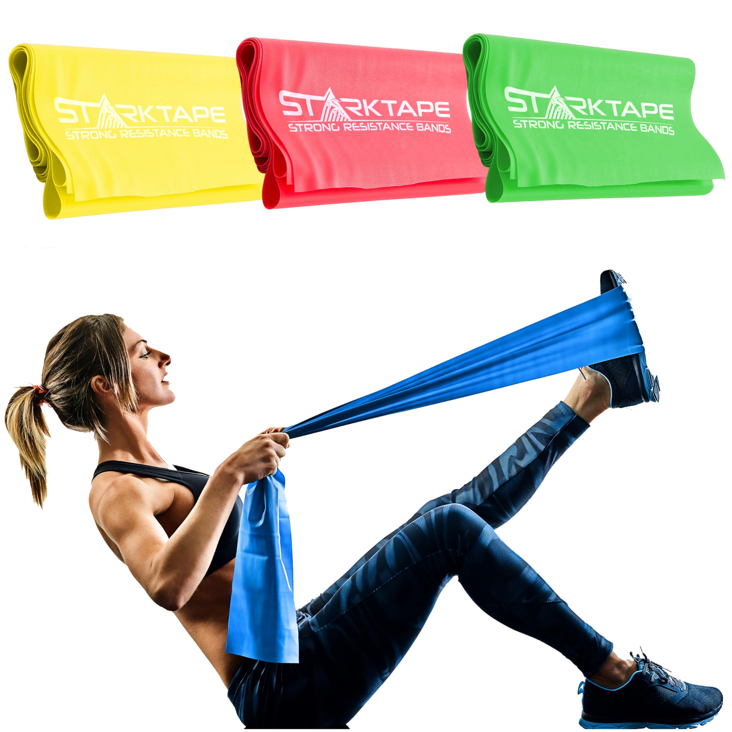 Premium Resistance Bands Set - 3/5 Pack Non-Latex Exercise Bands for Physical Therapy, Strength Training & Yoga | Professional Elastic Fitness Bands for Home Workouts, Gym, Pilates & Rehabilitation (Ideal for Muscle Recovery & Toning)