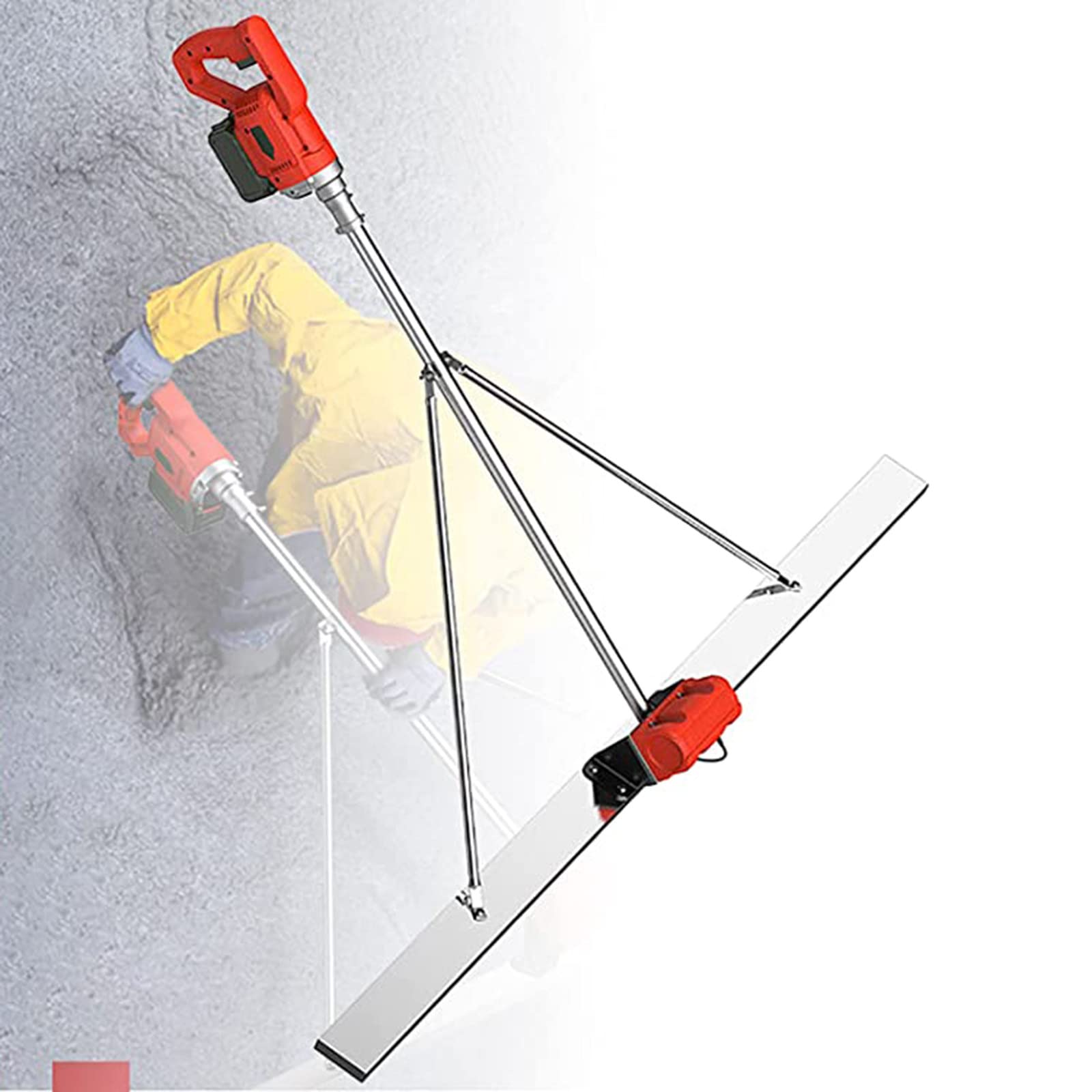 ALSUP Electric Battery Powered Concrete Power Screed - 5FT Stainless Steel Board, 3000-6000 RPM Adjustable Speed, Portable & Efficient for Driveway, Patio & Floor Leveling (2 Batteries Included)