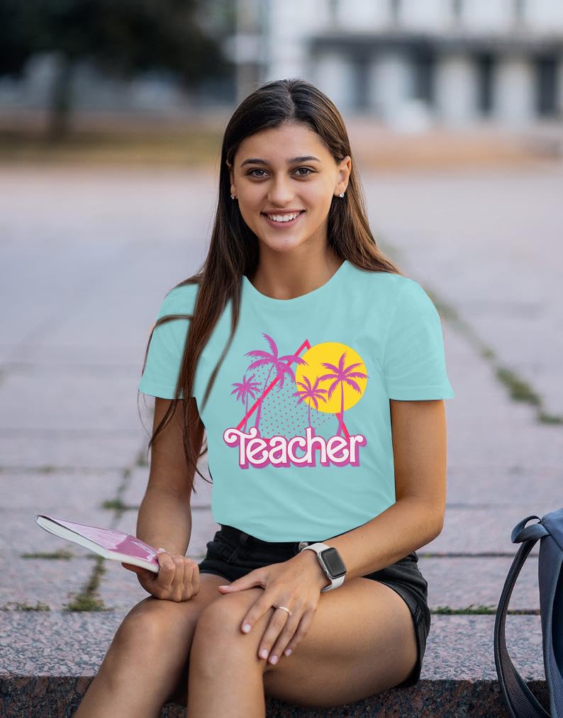 Retro 90s Neon Teacher Shirts for Women - Vintage Inspired Teacher Outfits & Tops - Perfect for Classroom, Teacher Appreciation Week & Back to School