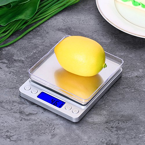 Homtoozhii Digital Kitchen Scale - 2000g/0.1g Precision Food Scale with LCD Backlight & 2 Removable Trays for Baking, Cooking, Meal Prep - Perfect for Home Kitchen & Travel Use