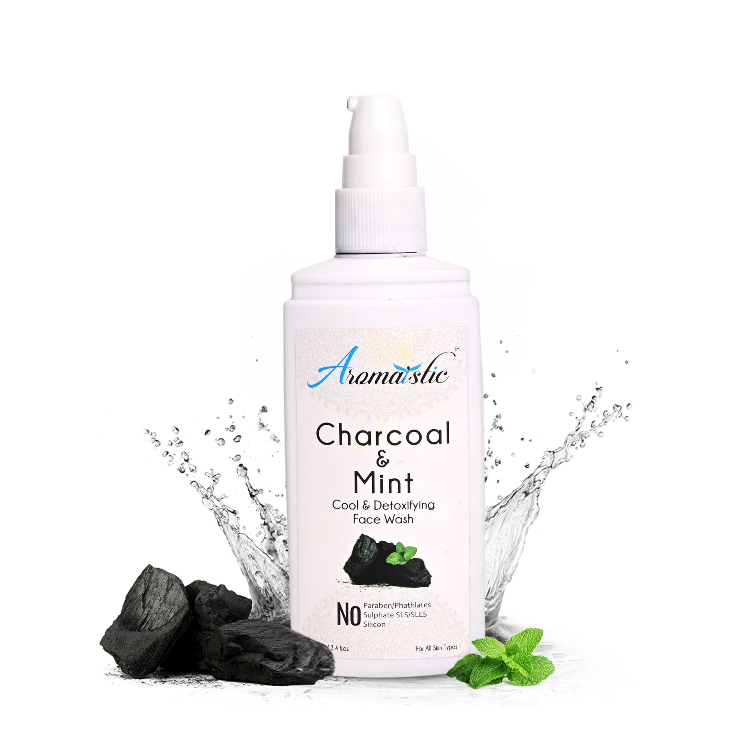 Natural Charcoal & Mint Face Wash for Men & Women - Deep Cleansing, Exfoliating, Aromatherapy | Paraben & Sulfate Free, Pollution Defense | 100ml | Perfect for Daily Skincare & Post-Workout Refreshment