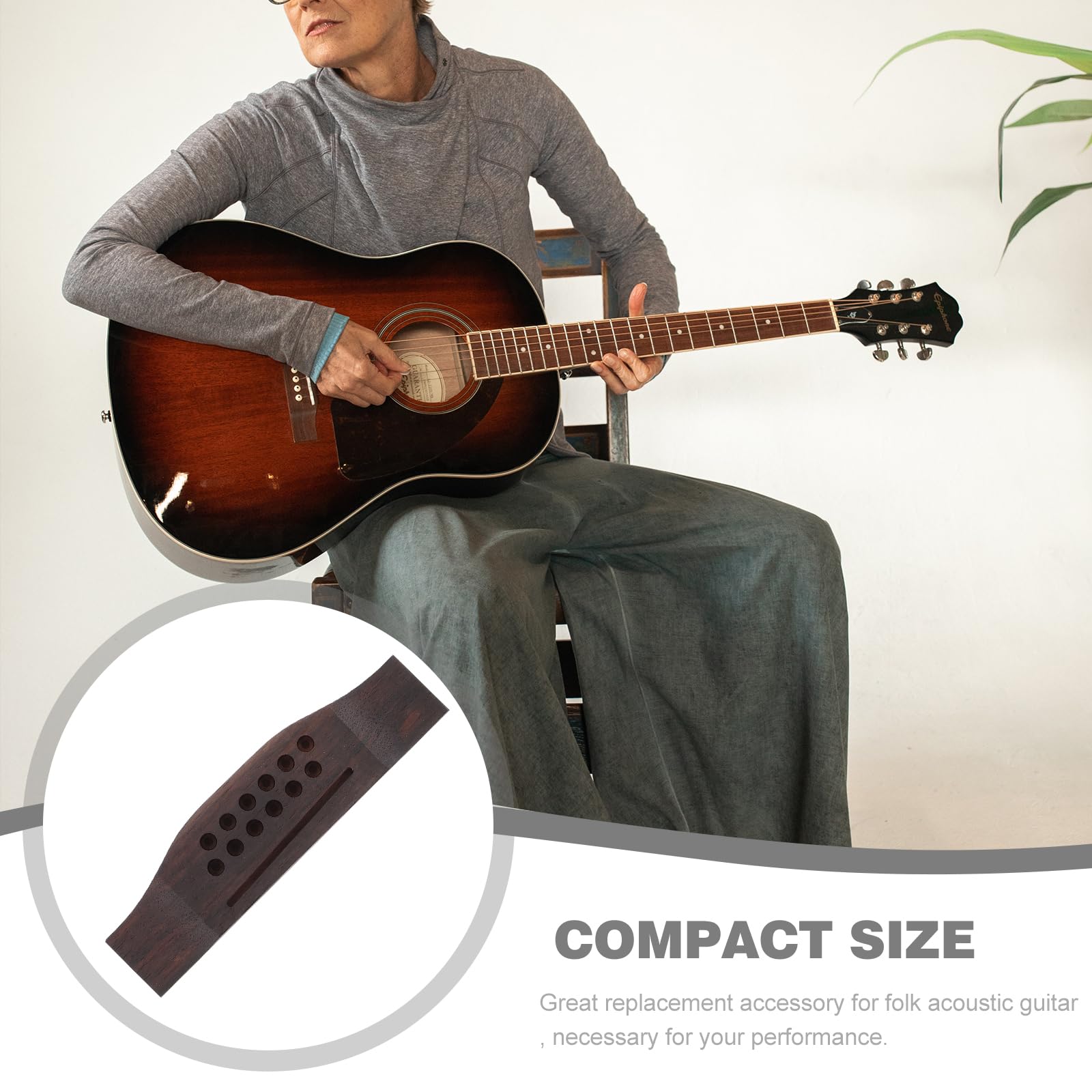 Healifty 12-String Guitar Bridge Tailpiece with Rosewood Saddle - Replacement Part for Folk Acoustic Guitars | Perfect for Guitar Repair & Maintenance