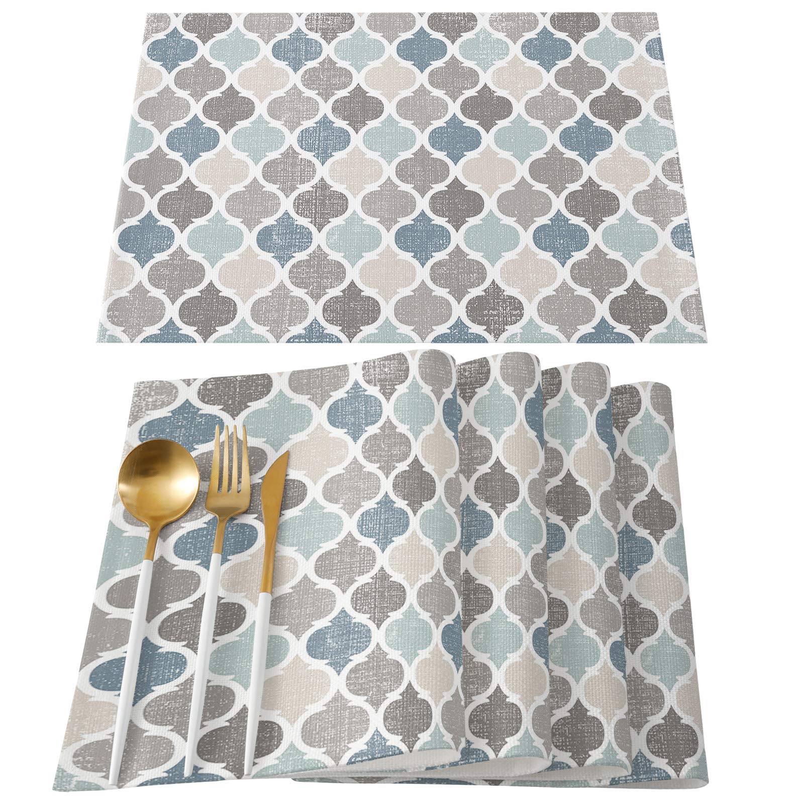 Geometric Moroccan Pattern Washable Placemats Set of 4 - 13