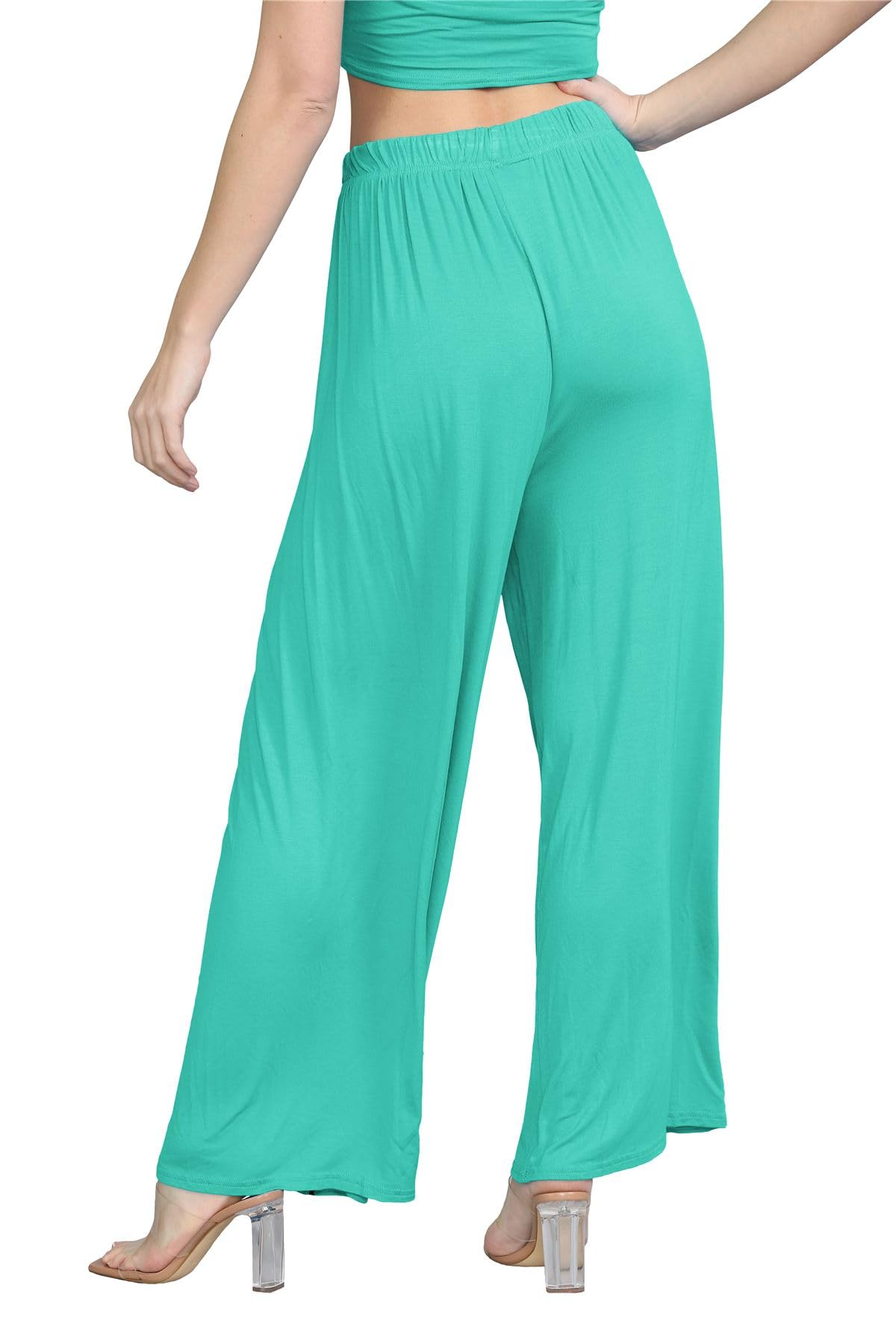 Janisramone® Women's Plain Wide Leg Palazzo Pants - High Waisted Flowy Trousers for Casual & Office Wear | Comfortable Elegant Wide Leg Pants for Women | Perfect for Work, Travel & Special Occasions