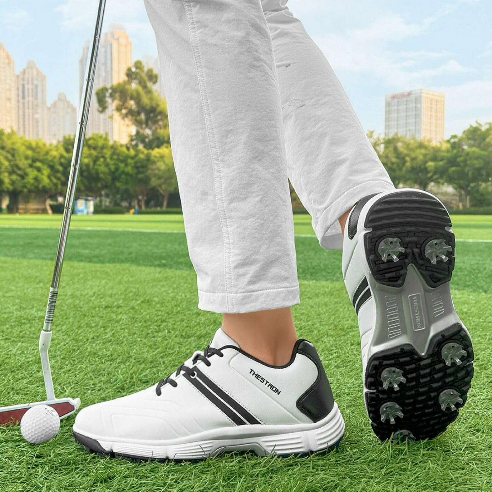**Men's Waterproof Spiked Golf Shoes - Professional Lightweight Non-Slip Walking Shoes for Wide Feet - Perfect for Golfing, Walking & Outdoor Sports**