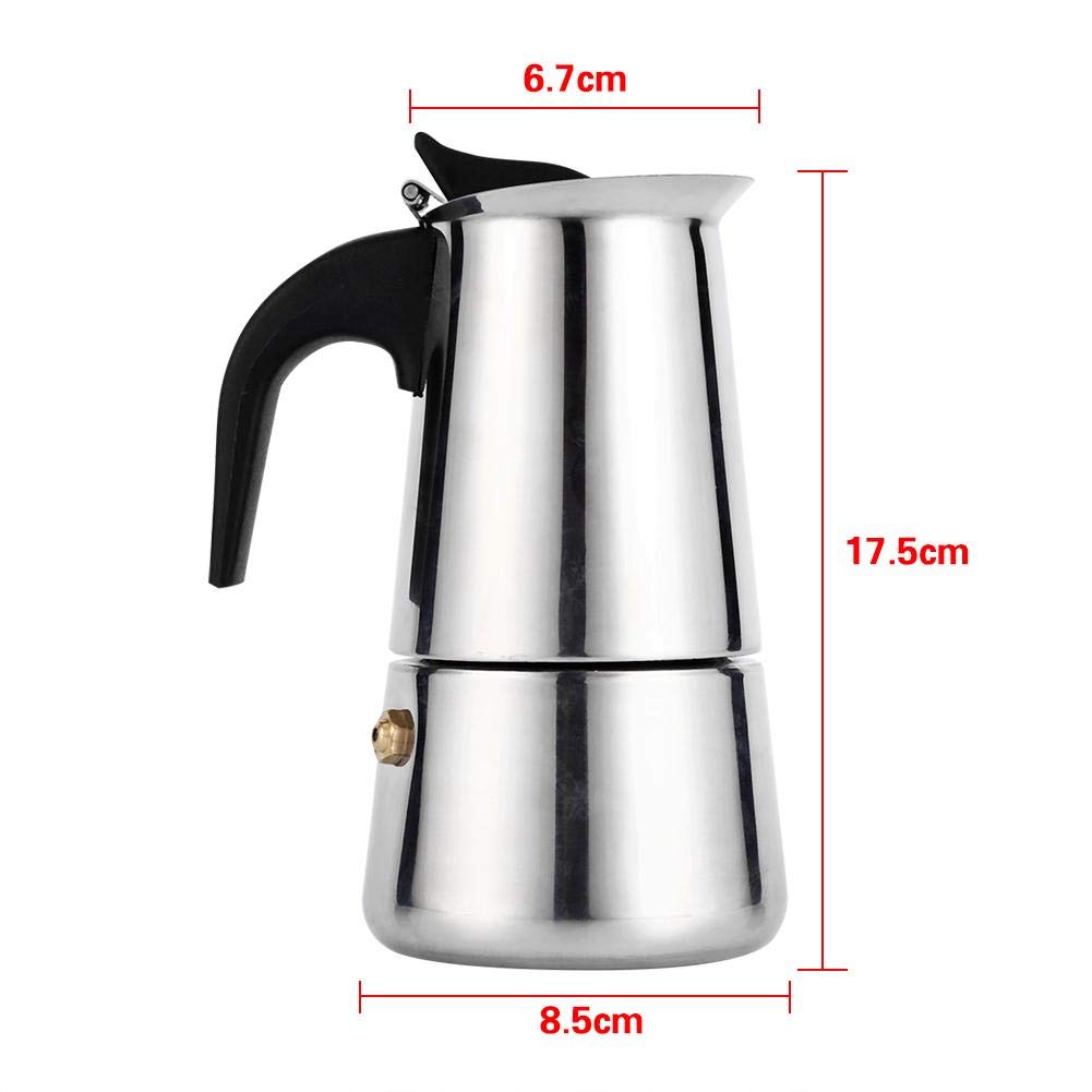 Ejoyous Stovetop Espresso Maker for Induction Cooktop - 100ml/200ml/300ml/450ml Stainless Steel Moka Pot - Perfect for Home, Office & Camping Coffee Brewing (200ml)