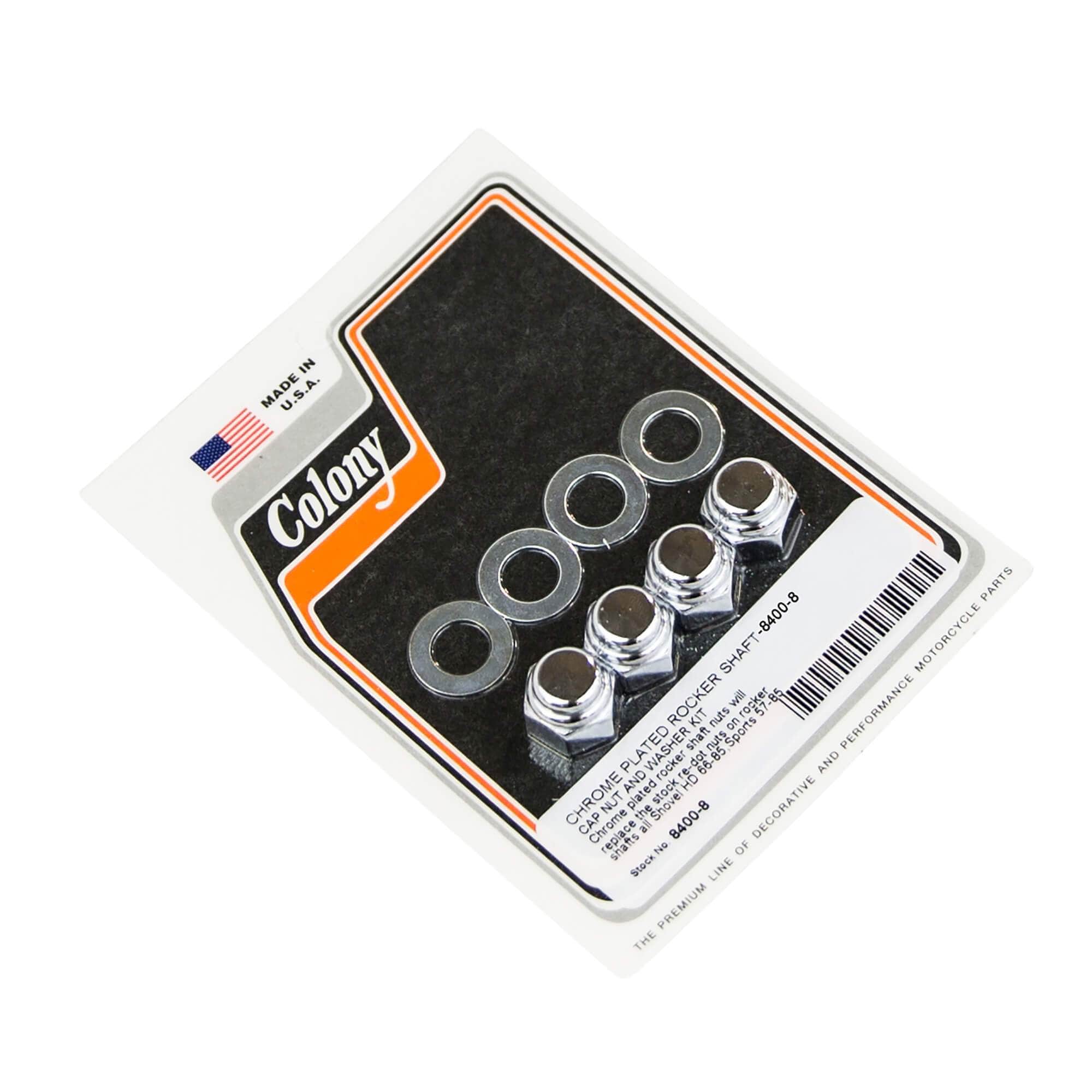 1966-1985 Harley Davidson Shovelhead & 1957-1985 Sportster 8 Rocker Shaft Cap Nut & Washer Kit - Chrome Plated Replacement Parts for Engine Repair & Maintenance - Perfect for Motorcycle Restoration & DIY Projects