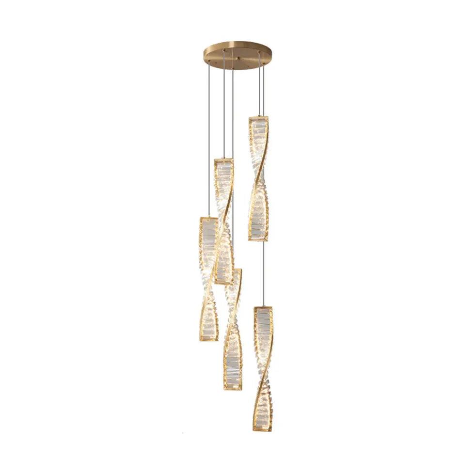 Elegant Spiral Strip Crystal Pendant Light - Modern Chandelier for Dining Room, Living Room & Bedroom Decor