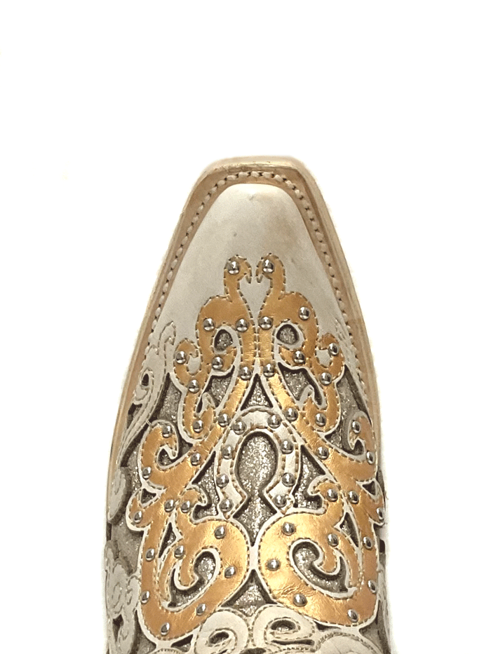 Corral A4408 Women's Cowboy Boots with Bull Skull Embroidery & Glitter Inlay - Tan Western Boots for Country Dancing, Rodeo & Fashion Outfits