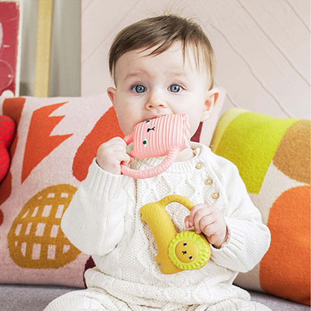 Oli & Carol x Donna Wilson Ginge Cat - Natural Rubber Baby Teether Toy for Soothing Sore Gums | Safe & Eco-Friendly Chew Toy for Infants & Toddlers | Perfect for Teething, Playtime & Sensory Development