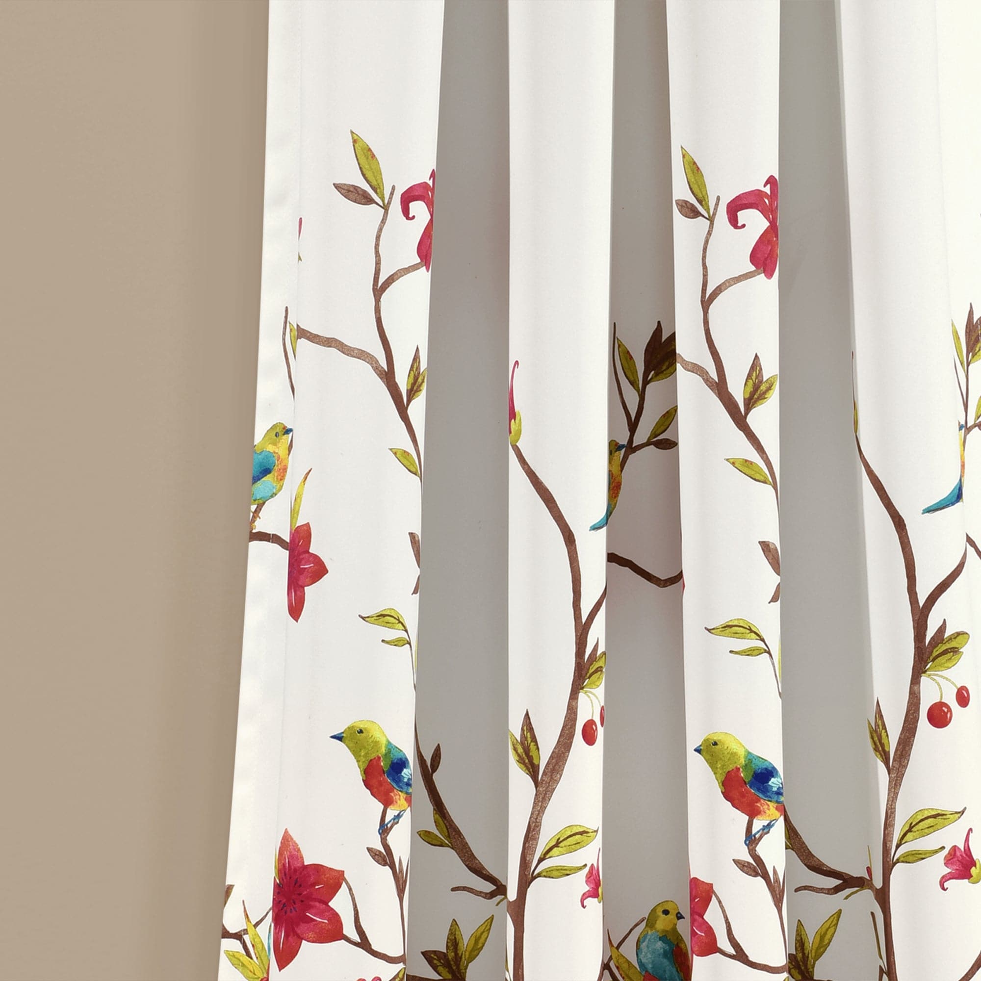 Neela Birds Light Filtering Window Curtain Panel Set - Soft Sheer Drapes for Living Room, Bedroom & Nursery - Blocks UV Rays While Allowing Natural Light