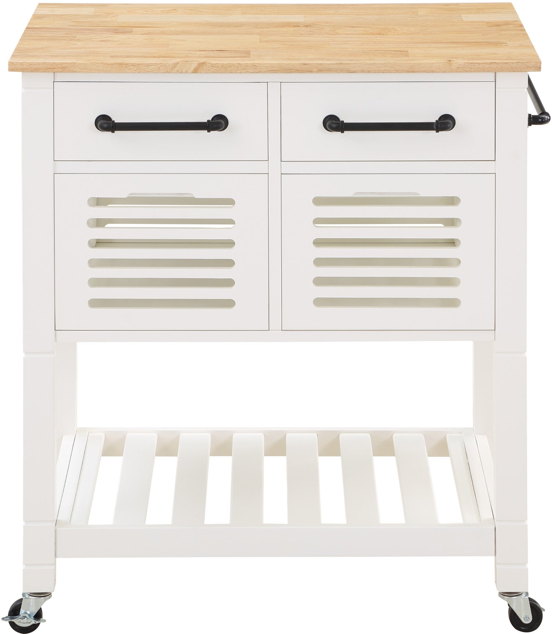 Office Star Stafford Kitchen Cart with Wheels - Mobile Kitchen Island with Storage Shelf & Towel Rack - Perfect for Small Spaces, Apartments & Dorm Rooms - Ideal for Food Prep, Extra Counter Space & Kitchen Organization