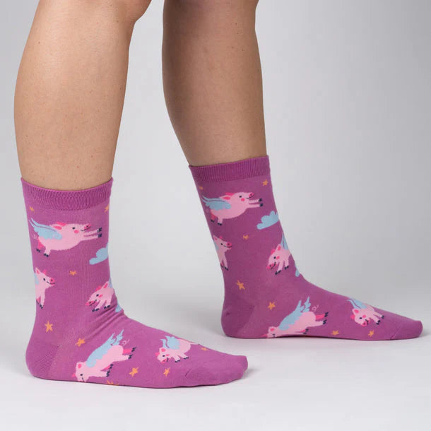 Sock It To Me Crew Socks - Fun When Pigs Fly Novelty Socks for Women & Men - Perfect for Gifts, Costumes, and Everyday Wear