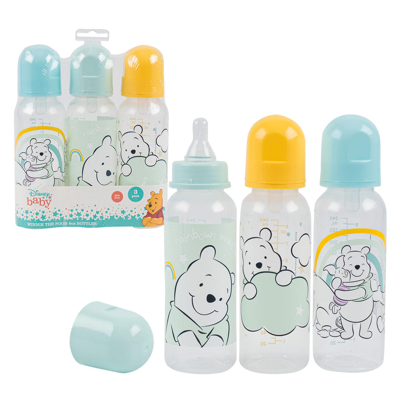 Disney Winnie The Pooh Baby Bottles 3-Pack 9oz - BPA-Free, Leak-Proof for Newborns & Infants - Perfect for Feeding, Travel & Daycare