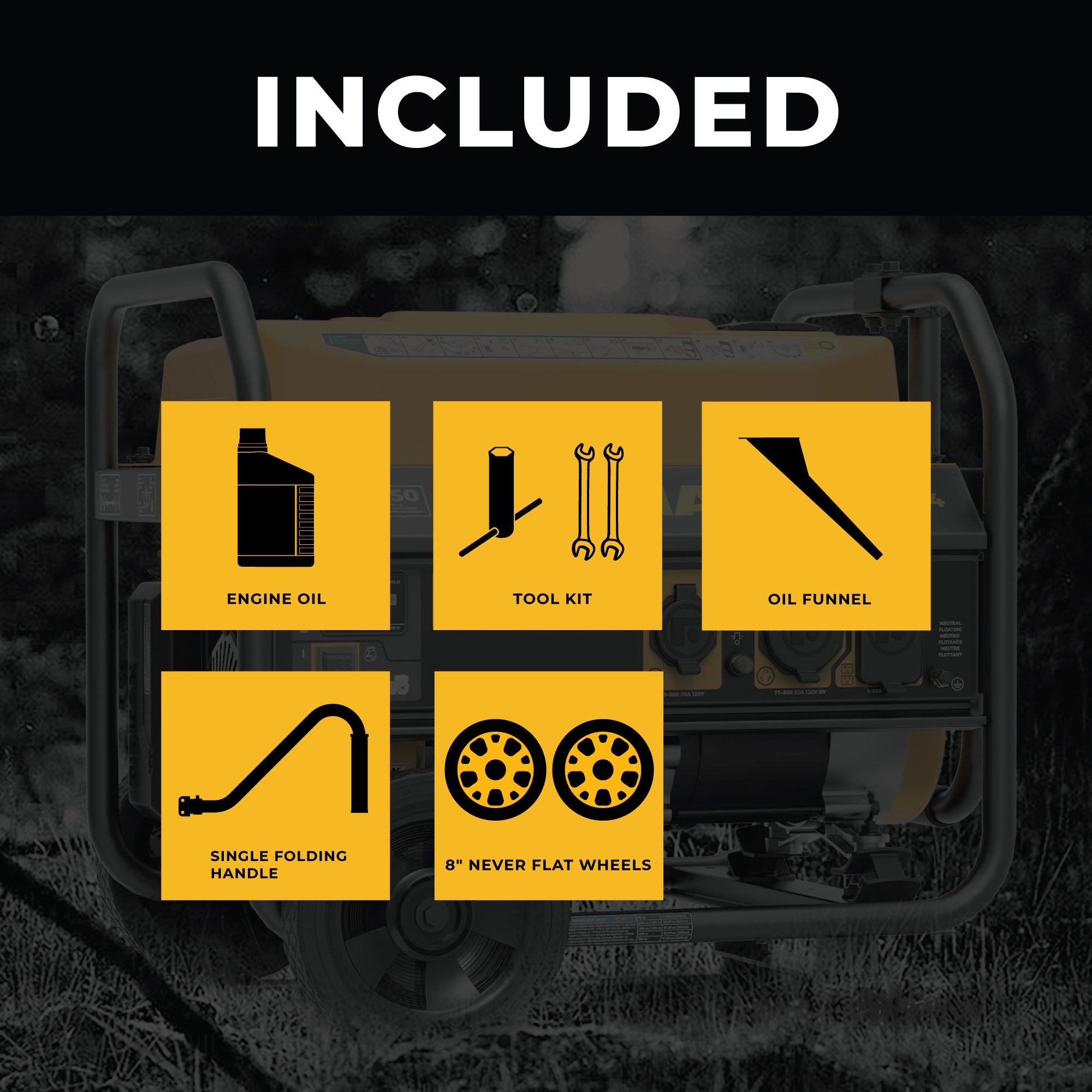 4450W Portable Gas Generator with Recoil Start & CO Alert - 120V Power for Camping, Emergencies & Outdoor Activities