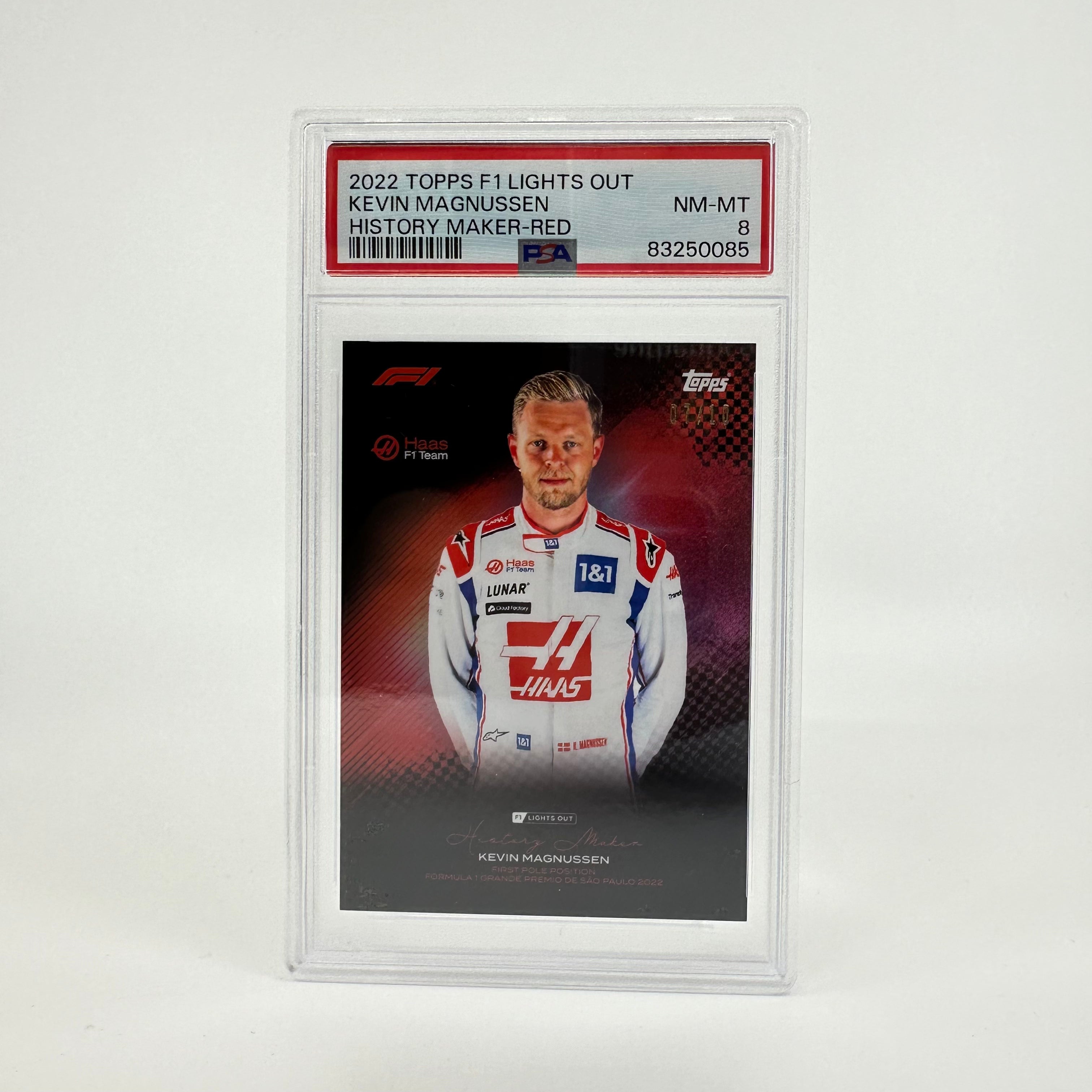 PSA 8 Graded 2007/10 Kevin Magnussen History Maker Red - Perfect for Racing Memorabilia Collections & F1 Fan Displays