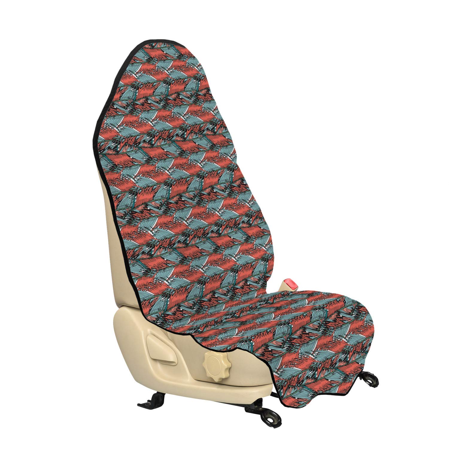 Ambesonne Jungle Foliage Car Seat Cover - Tropical Abstract Palm Leaves Design, Non-Slip Backing Universal Fit (30