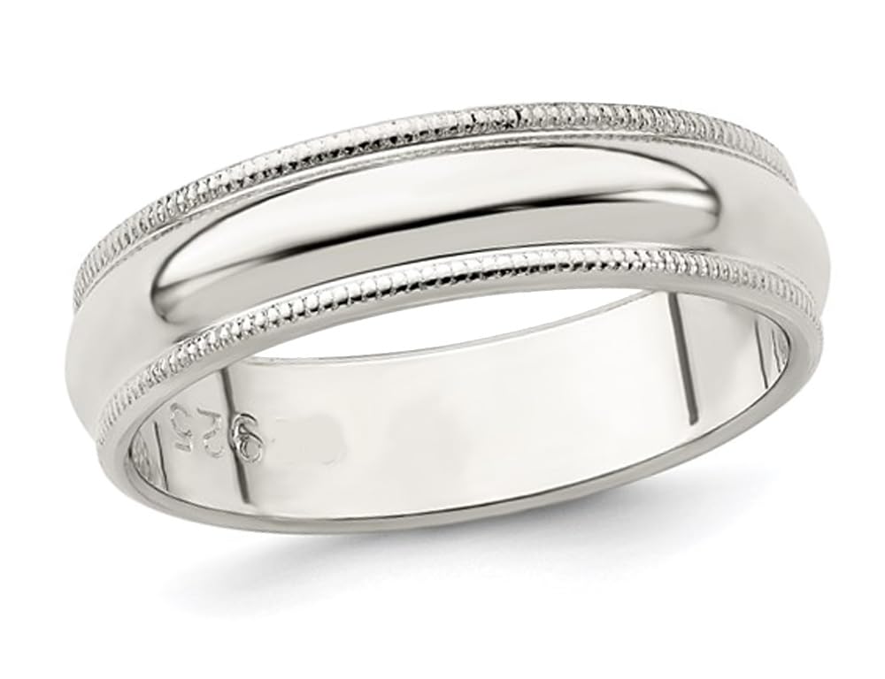 Stylish Sterling Silver Milgrain Wedding Band Ring for Women & Men - 5mm Width - Perfect for Engagements, Anniversaries & Everyday Wear