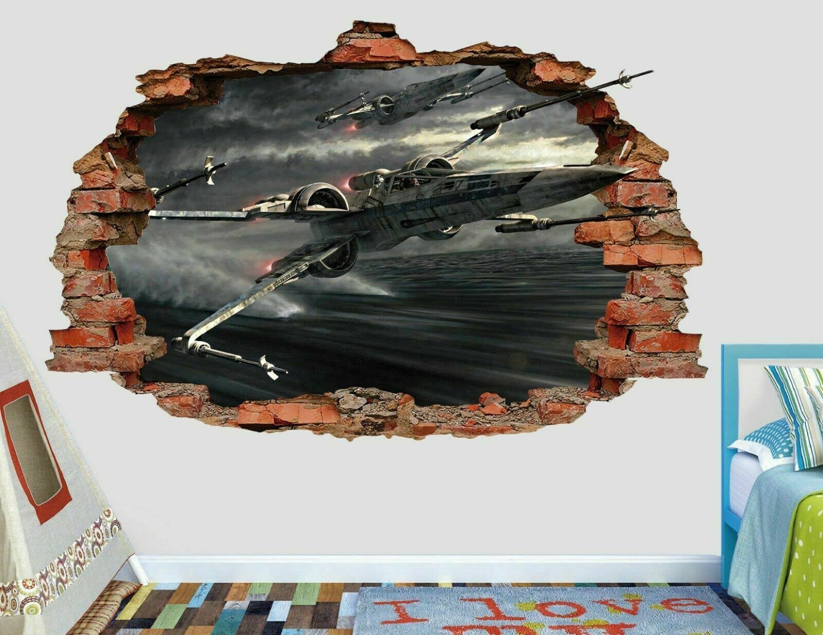 Star Wars Wall Decals - Removable Vinyl Stickers for Bedroom, Nursery & Kids Room Decor - DIY Space Themed Mural Art (Set of 6) - Perfect for Themed Parties, Gifts & Fan Collections