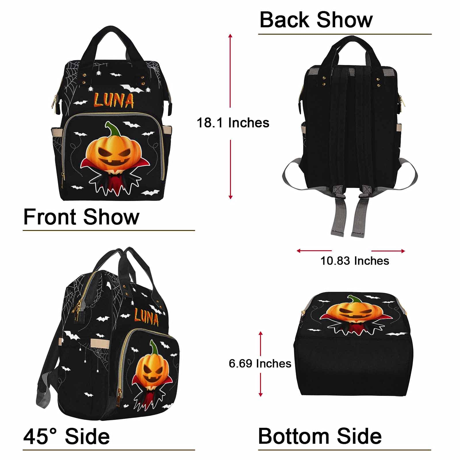 Personalized Halloween Diaper Backpack for Parents - Custom Nightmare Before Christmas Baby Bag for Newborn Boys & Girls - Waterproof Daycare Backpack - Perfect Gift for New Moms (Great for Trick-or-Treating, Daycare & Travel)