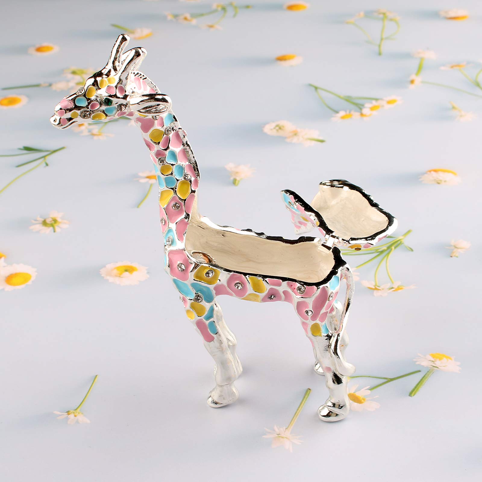 Silver Giraffe Jewelry Box - 5.1 Inch Decorative Keepsake & Collectible Trinket Box for Home Décor, Gift Giving, and Jewelry Storage