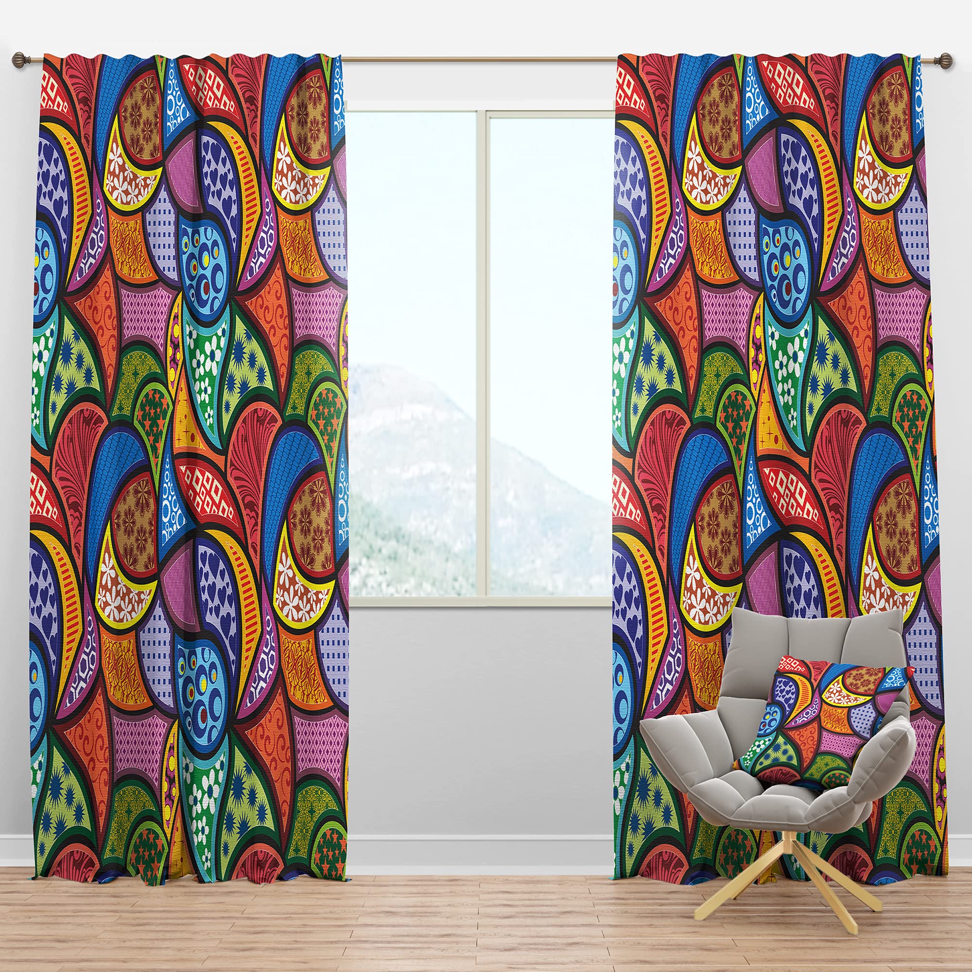 DesignQ Blackout Curtains - Thermal Insulated Abstract Colorful Pattern Window Drapes for Bedroom & Living Room (52x108, Single Panel) - Perfect for Light Blocking, Privacy & Temperature Control